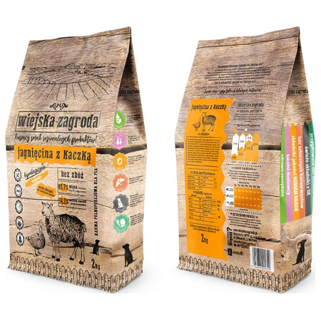 Wiejska Zagroda jagnięcina z kaczką dla psa 2 kg