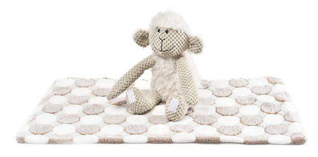 Zestaw: Owieczka zabawka pluszowa dla psa 27x23cm + miękki kocyk 70x60cm