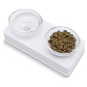 Style Glass Diner, zestaw misek na podstawce, dla kota, biały, 2x200ml, 12 x 13 x 28 cm