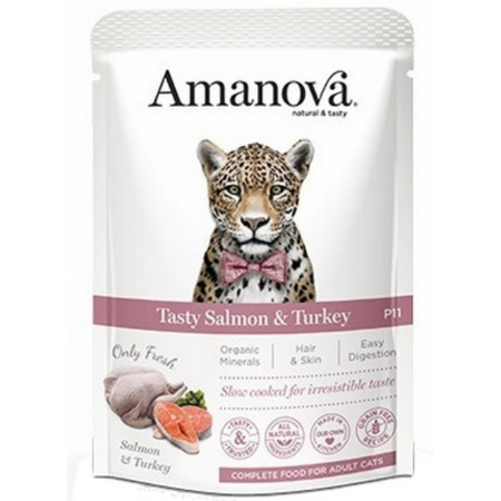 Amanova Tasty saszetka dla kota łosoś i indyk 85 g