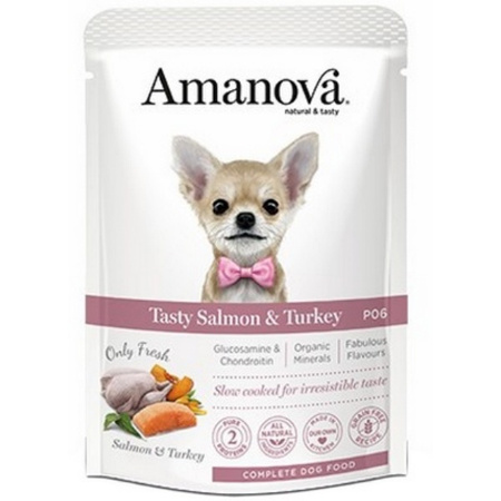 Amanova Tasty saszetka dla psa łosoś i indyk 300 g