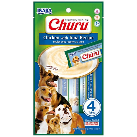 Inaba Creamy Churu kurczak i tuńczyk dla psa 4 x 14 g 