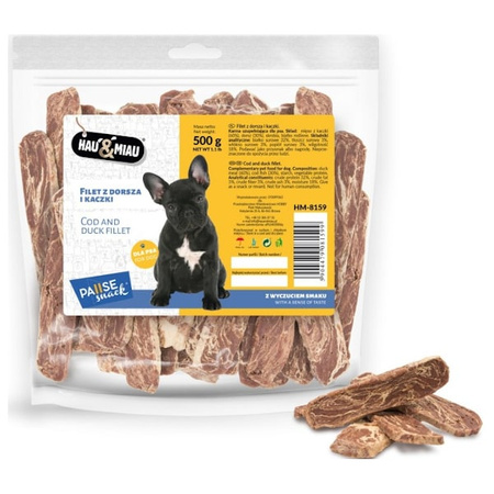 Pausesnack przysmak paski z dorsza i kaczki dla psa 500g
