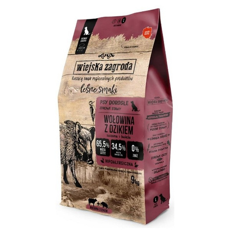 Wiejska Zagroda wołowina z dzikiem dla psa 9 kg