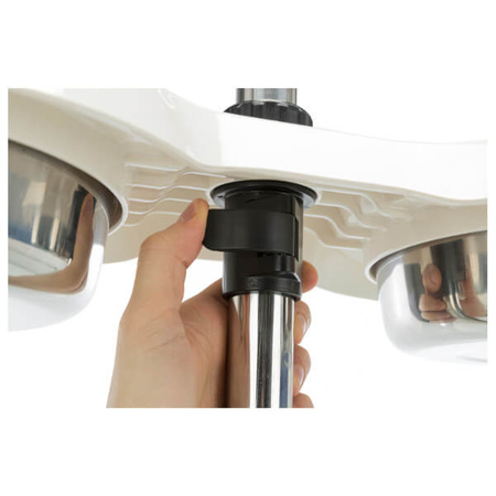 Stojak z miskami, biały, melamina/stal nierdzewna, śr. 21 cm, 2 x 1,6 l