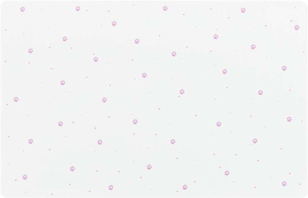 Podkładka pod miski, dla kota, biała, 44x28 cm, z nadrukiem kocich łap