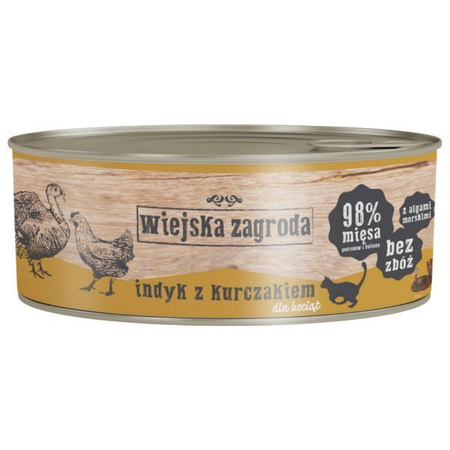 Wiejska zagroda indyk z kurczakiem dla kociąt 85 g
