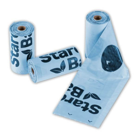 Biodegradowalne worki na odchody dla psa StarchBag 8 rolek x 15 szt., kol. błękitny