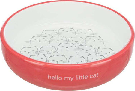 Miska dla kotów ras krótkopyskich, ceramiczna, 0.3 l/o 15 cm, koralowy