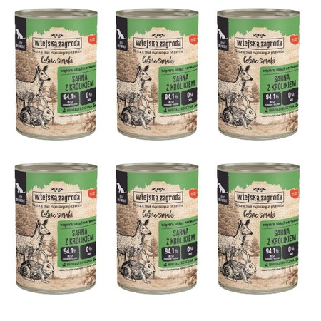 ZESTAW Wiejska Zagroda Leśne smaki sarna z królikiem 6 x 400 g
