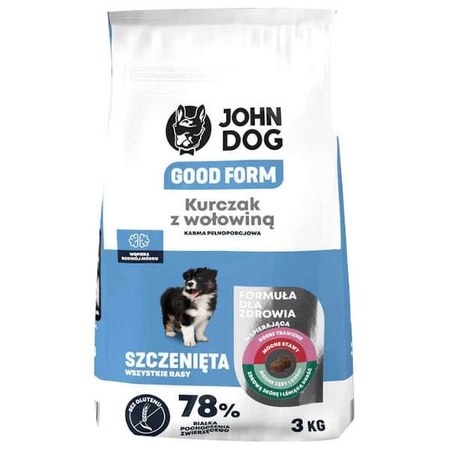 John dog good form kurczak z wołowiną i ryżem dla szczeniaka 3 kg