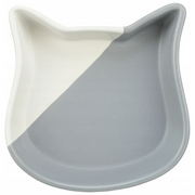 Miska ceramiczna, dla kota, w kształcie głowy kota, szara/biała, 0,2l/13 cm