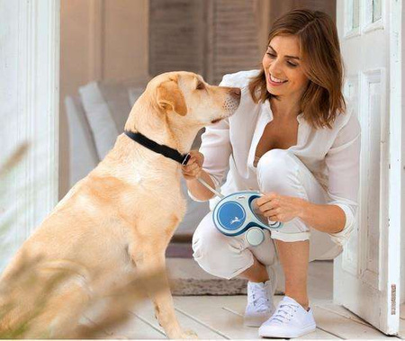 New Comfort, smycz automatyczna dla psa, czerwona, S, 5m, taśma