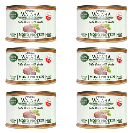 ZESTAW Wataha Monoprotein Adult dzik dla psa 6 x 185 g