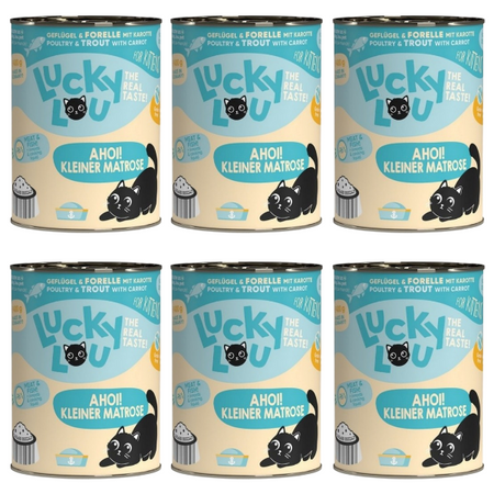 ZESTAW Lucky Lou Lifestage Kitten drób i pstrąg 6 x 400 g