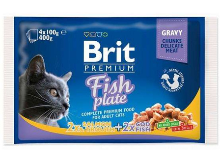 Brit premium cat adult fish plate saszetki 4x100g