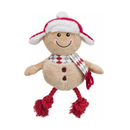 Ludzik z piernika, zabawka, dla psa, poliester/bawełna, 34 cm, z dźwiękiem, ze sznurem