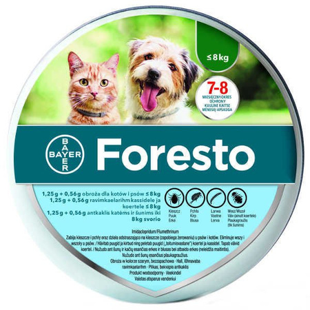 Bayer foresto obroża dla psów i kotów poniżej 8kg 38cm