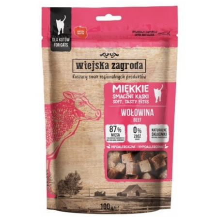 Wiejska Zagroda Przysmak dla kota Miękkie smaczne kąski Wołowina (dorosły) 100g (16 szt/op)