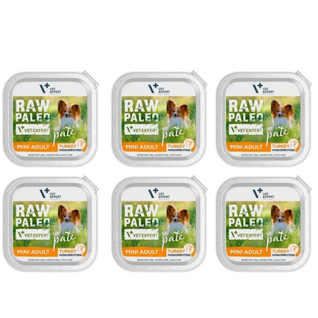 ZESTAW Vet Expert Raw Paleo Pate Mini Adult indyk 6 x 150 g