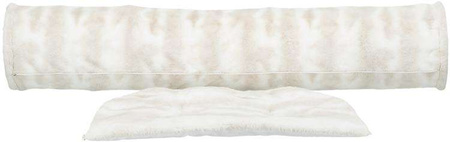 Nelli, tunel z legowiskiem, biały/szarobrązowy, plusz, 55 × 27 × 116 cm