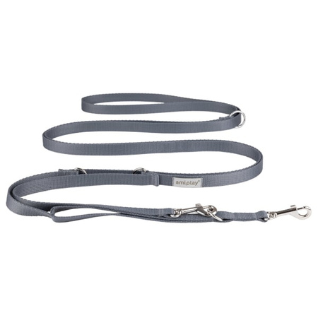 amiplay Samba 8in1 szara smycz regulowana L