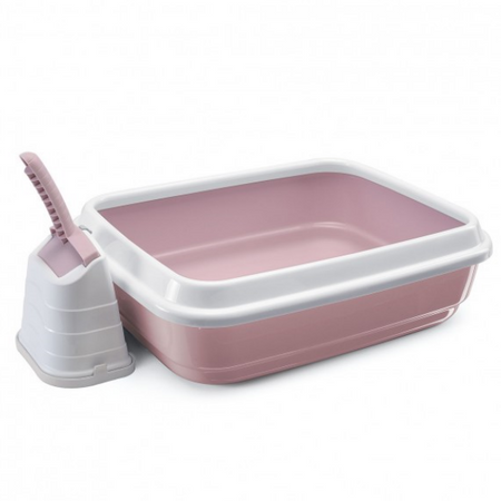 Duo, kuweta dla kota, z łopatką, różowa, 59x40x28 cm