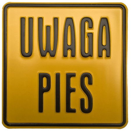 Tabliczka ostrzegawcza "uwaga pies" 14x14 cm