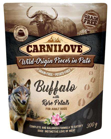 Carnilove Dog Buffalo & Rose Petals - bawół i płatki róży saszetka 300g