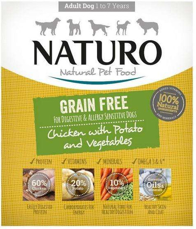 Naturo grainfree kurczak z ziemniakami i warzywami 400g 4009
