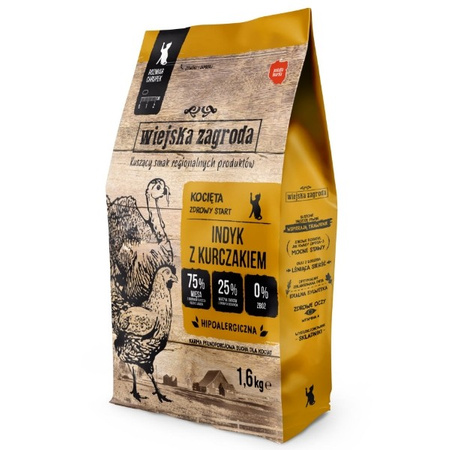 Wiejska Zagroda indyk z kurczakiem dla kota 1,6 kg