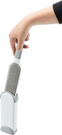 Szczotka do zbierania siersci z podstawka czyszczaca biała/szara, 33 cm