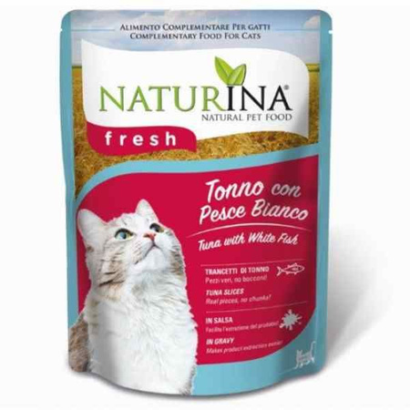 Naturina fresh tuńczyk z białą rybą w sosie dla kota 80g