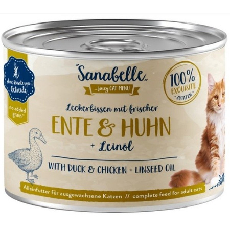 BOSCH Sanabelle kaczka i kurczak z olejem lnianym dla kota 195 g