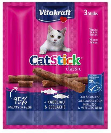 Vitakraft cat stick mini dorsz i czarniak 3 szt.