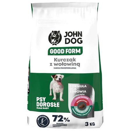 John dog good form kurczak z wołowiną i ryżem małe rasy 3 kg