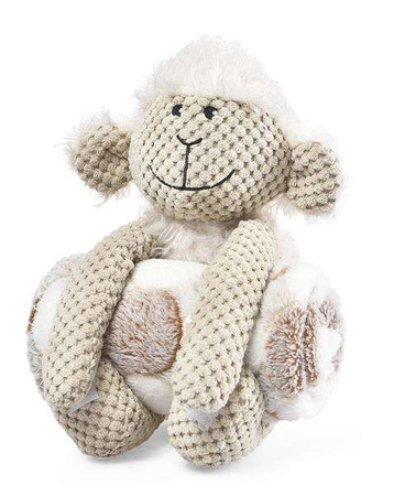 Zestaw: Owieczka zabawka pluszowa dla psa 27x23cm + miękki kocyk 70x60cm