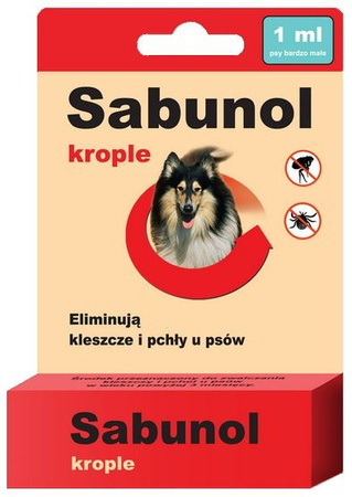 Sabunol krople przeciw pchłom i kleszczom dla psa 1ml