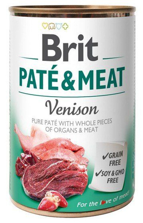 Brit pate & meat dog venison puszka 800g