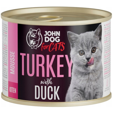 John Dog for Cats indyk i kaczka mus dla kociąt 200 g
