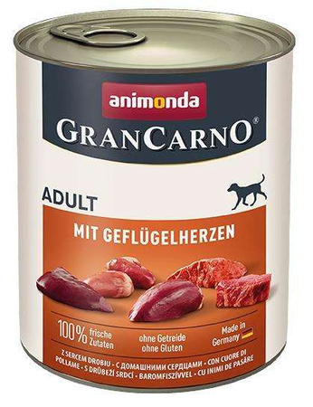 Animonda GranCarno Adult Geflugelherzen Drobiowe serca puszka 800g