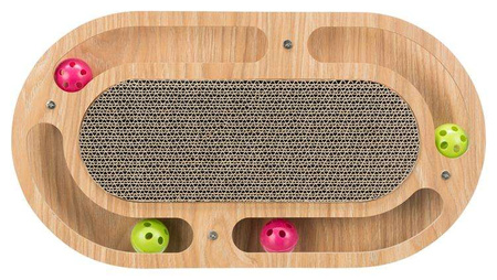 Drapak kartonowy z zabawkami, drewno/karton, z kocimiętką