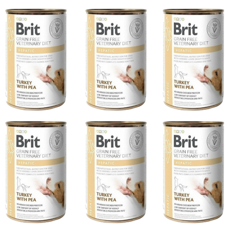ZESTAW Brit Grain Free Veterinary Diets Hepatic dla psa 6 x 400 g