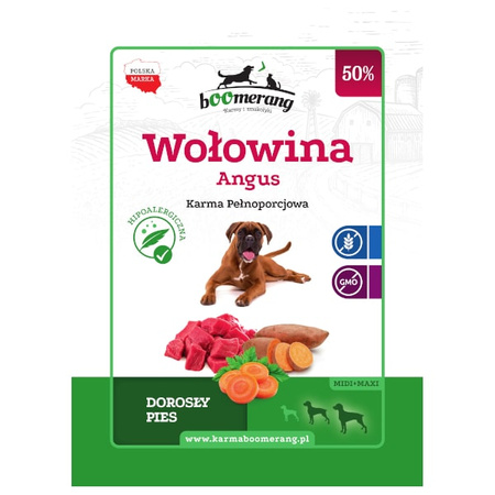 bOOmerang wołowina angus karma dla psa 2 kg