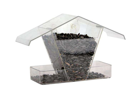 Karmnik dla ptaków na okno, akrylowy, 24x9x15cm, z przyssawkami