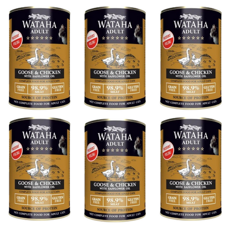 ZESTAW Karma mokra dla kota Wataha Hunt Adult  gęsina z kurczakiem 6 x 400g