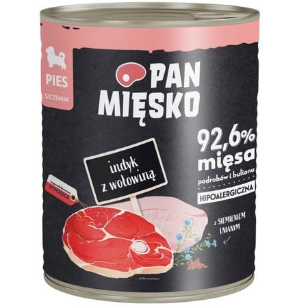 Pan Mięsko indyk z wołowiną dla szczeniąt 800 g