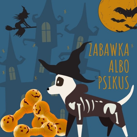 Dingo Halloween zabawka dla psa hantel dynia 17 cm