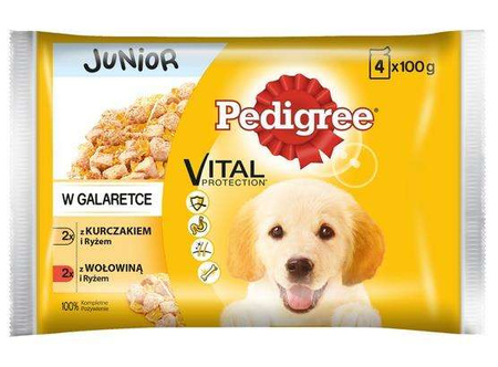 Pedigree Junior Wołowina/Kurczak z ryżem 4x100g