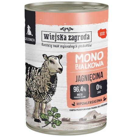Wiejska Zagroda Monobiałkowa jagnięcina dla szczeniąt 400 g